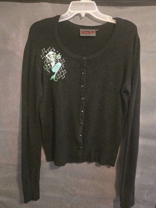 Voodoo Vixen Sweaters - Voodoo Vixen Mermaid Emboidered Cardigan Sz. L